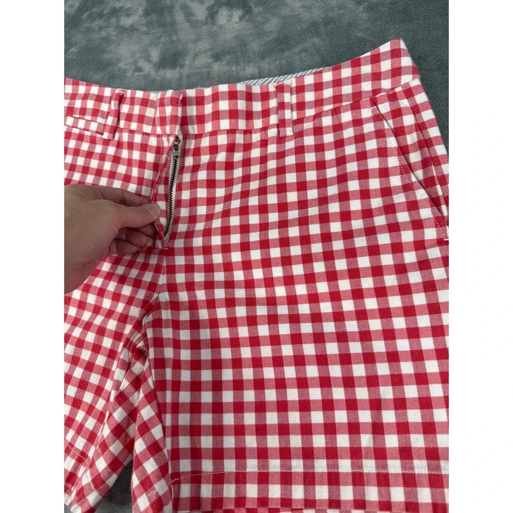 Lands End Red White Gingham‎ Shorts 10P Mid Rise Stretch 10